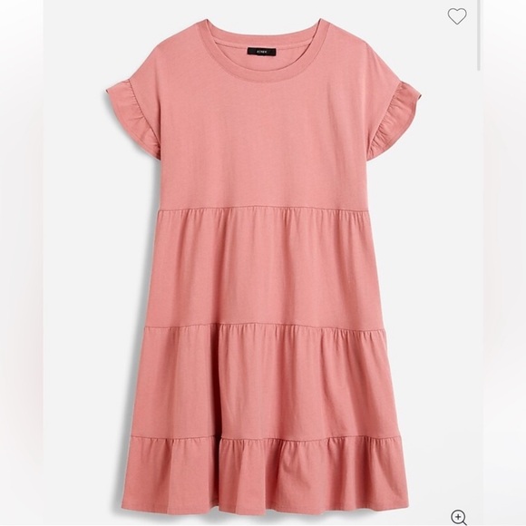 J. Crew Dresses & Skirts - J. Crew Blush Pink Tiered Mini Dress Cotton Size XS Women’s Ruffle Sleeves